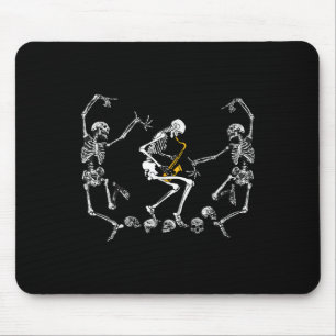 Dancing Skeleton Playing Saxophone Halloween Mouse Mat