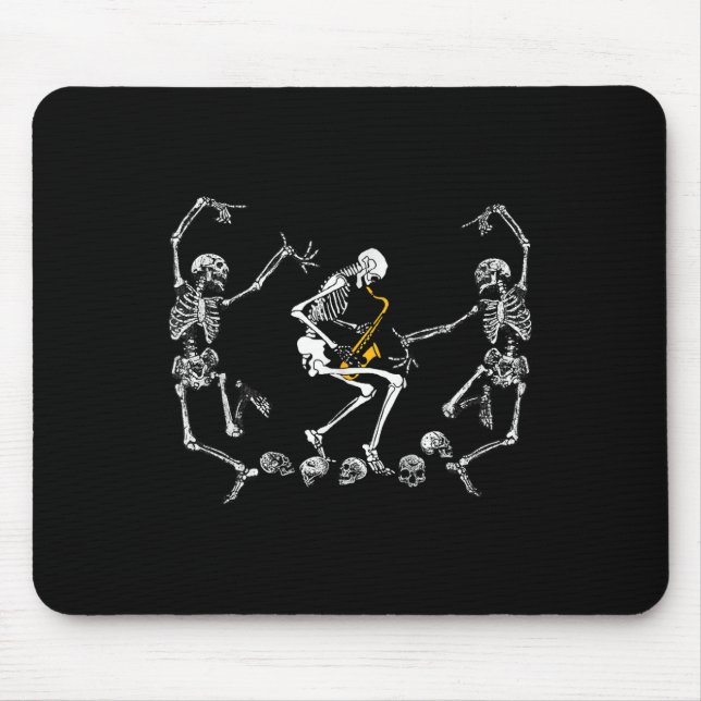 Dancing Skeleton Playing Saxophone Halloween  Mouse Mat (Front)