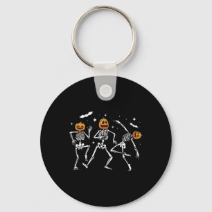 Dancing Skeleton Pumpkin Halloween  Key Ring