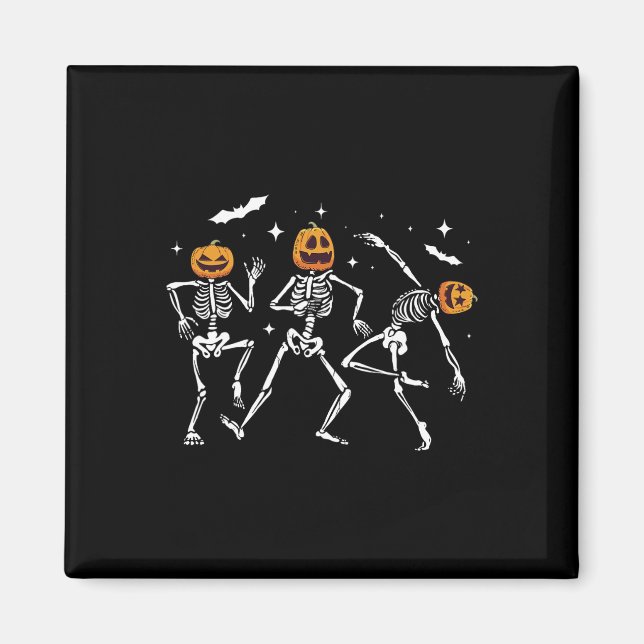 Dancing Skeleton Pumpkin Halloween  Magnet (Front)