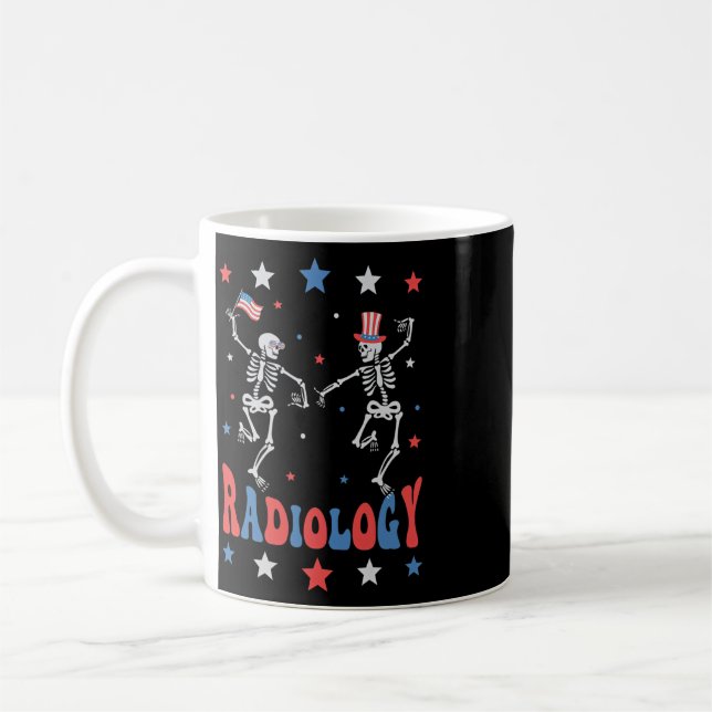 Dancing Skeleton Radiology X-ray Tech Patriotic 4t Coffee Mug (Left)