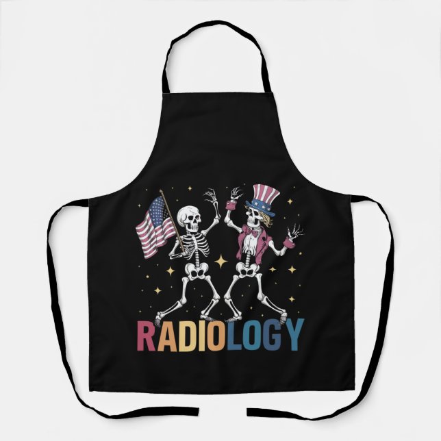 Dancing Skeleton Radiology X-ray Tech Patriotic  Apron (Front)