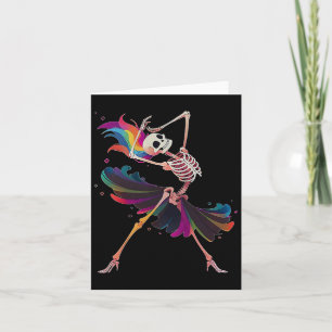 Dancing Skeleton Rainbow Ballerina Halloween Card