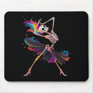 Dancing Skeleton Rainbow Ballerina Halloween Mouse Mat