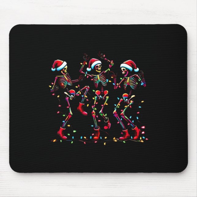 Dancing Skeleton Santa Xmas Light Christmas  Mouse Mat (Front)