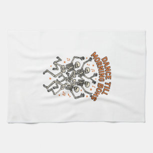 Dancing Skeleton Shirt Vintage Funny Bone Dance Ar Tea Towel