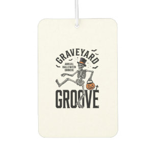 Dancing Skeleton Shirt with Pumpkin Vintage Hallow Car Air Freshener