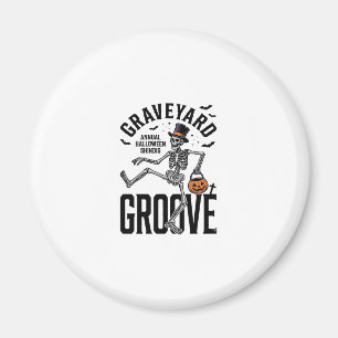Dancing Skeleton Shirt with Pumpkin Vintage Hallow Magnet