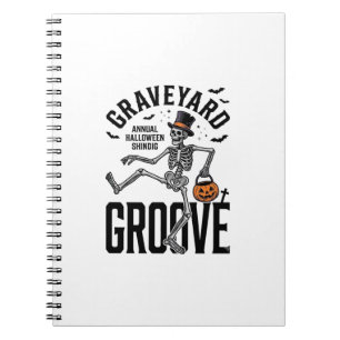 Dancing Skeleton Shirt with Pumpkin Vintage Hallow Notebook