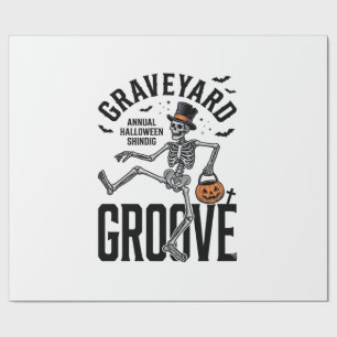 Dancing Skeleton Shirt with Pumpkin Vintage Hallow Wrapping Paper