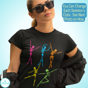 Dancing Skeleton spooky scary colorful Halloween T-Shirt