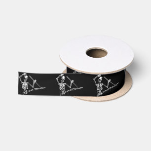 DANCING SKELETON WITH TOP HAT RIBBON SATIN RIBBON