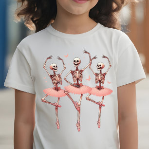 Dancing Skeletons and Butterflies Halloween Pink T-Shirt