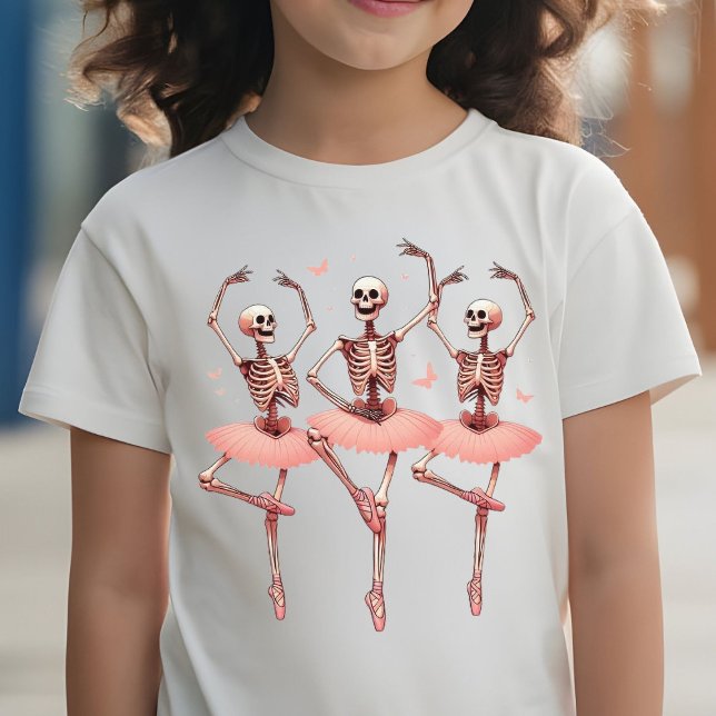 Dancing Skeletons and Butterflies Halloween Pink T-Shirt (Creator Uploaded)
