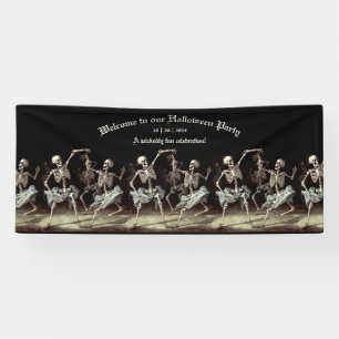Dancing Skeletons Black Death Goth Halloween Party Banner