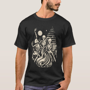 Dancing Skeletons Bones Under the Moon Wicca Wicca T-Shirt