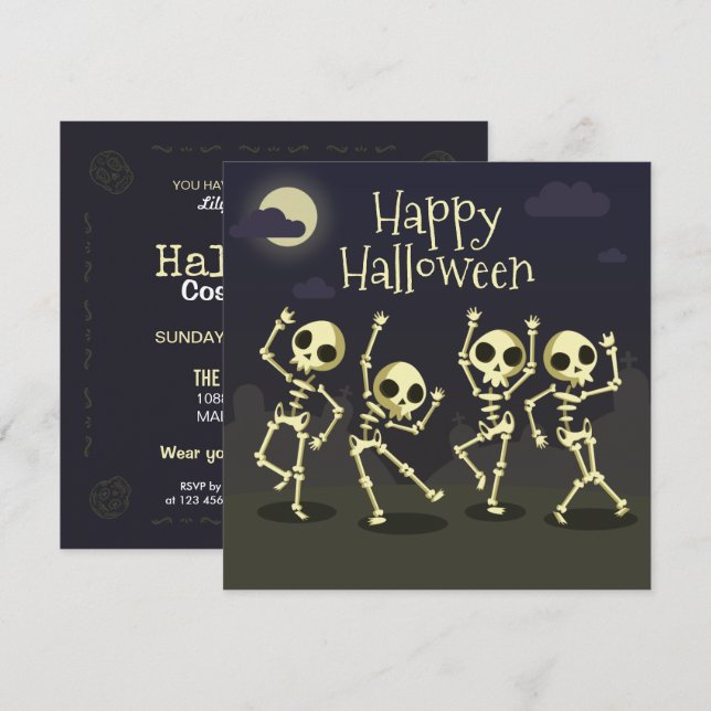 Dancing Skeletons Costume Party | Invitation (Front/Back)