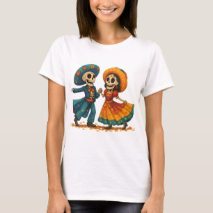 Dancing Skeletons Couple – Colorful Day of the Dea T-Shirt