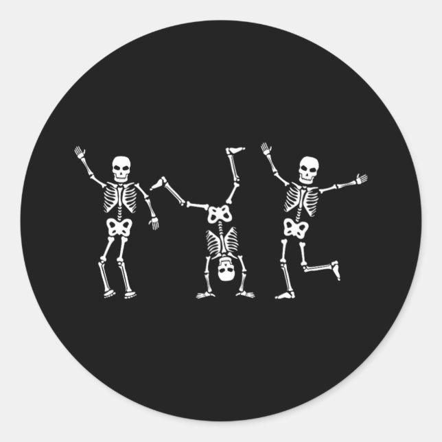 Dancing Skeletons Dance Challenge Halloween Scary  Classic Round Sticker (Front)