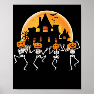 Dancing Skeletons Dance Challenge Halloween Scary Poster