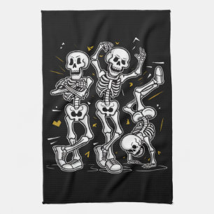 Dancing Skeletons Dance Challenge Halloween Tea Towel