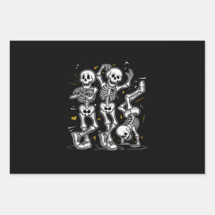 Dancing Skeletons Dance Challenge Halloween Wrapping Paper Sheet