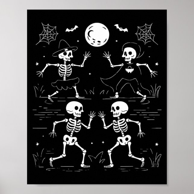 Dancing Skeletons Dance Challenge Kids Halloween Poster (Front)