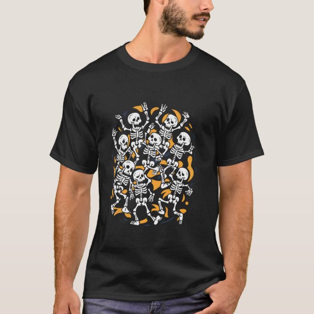 Dancing Skeletons Dance Challenge Kids Halloween T-Shirt (Front)