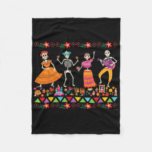 Dancing Skeletons Day Of The Dead Mexican Dia De L Fleece Blanket
