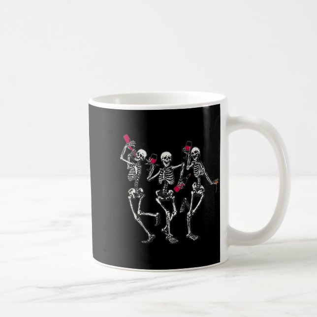 Dancing Skeletons Drinking Wine Lover Funny Hallow Coffee Mug (Right)