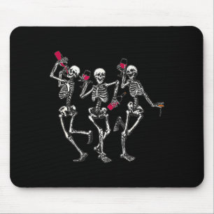 Dancing Skeletons Drinking Wine Lover Funny Hallow Mouse Mat