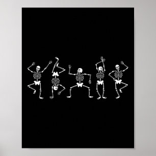 Dancing Skeletons Fun Halloween Pumpkin Spice Witc Poster
