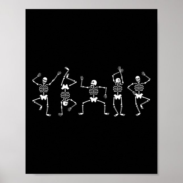 Dancing Skeletons Fun Halloween Pumpkin Spice Witc Poster (Front)