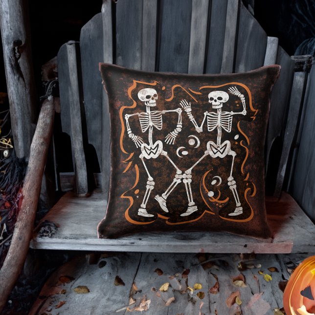 Dancing Skeletons Funny Halloween Party Cushion (Creator Uploaded)