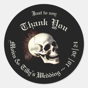 Dancing Skeletons Gothic Wedding Classic Round Sticker