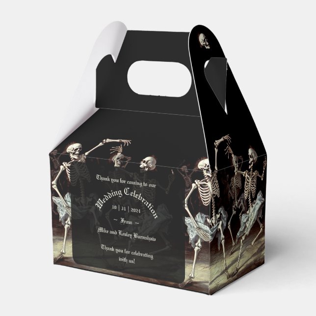 Dancing Skeletons Gothic Wedding Favour Box (Back Side)