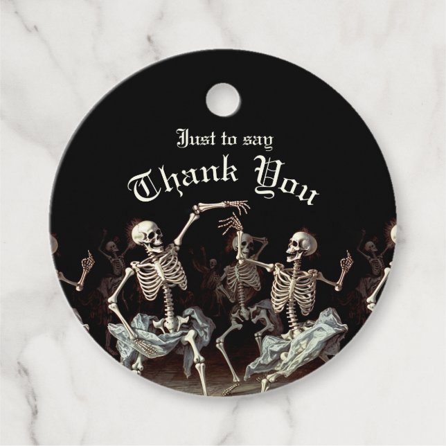 Dancing Skeletons Gothic Wedding Favour Tags (Front)