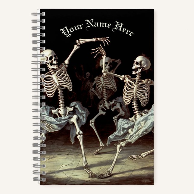 Dancing Skeletons Gothic Wedding Notebook (Front)