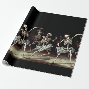 Dancing Skeletons Gothic Wedding Wrapping Paper
