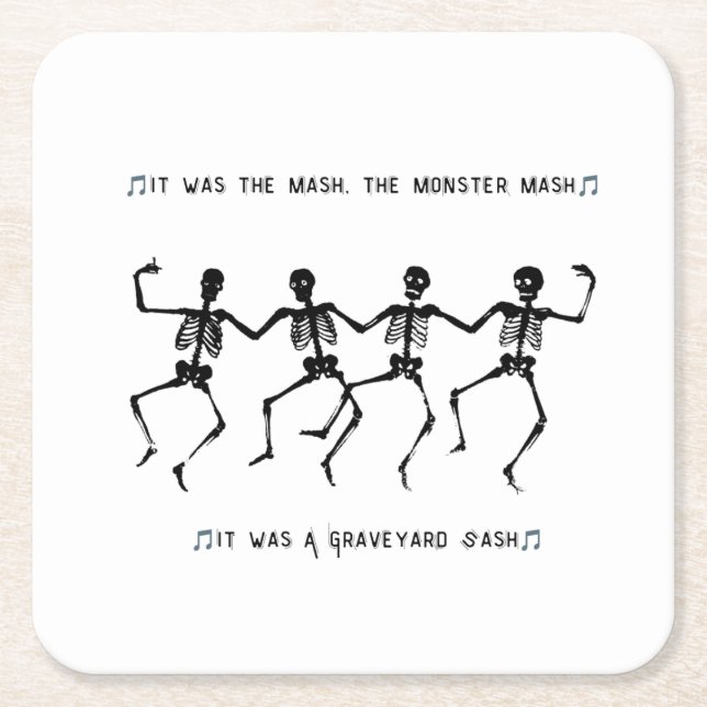 Dancing skeletons Halloween 2025 Square Paper Coaster (Front)