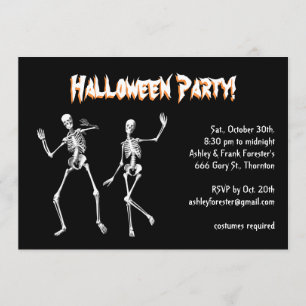 Dancing Skeletons Halloween Costume Party Invite
