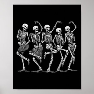 Dancing Skeletons Halloween Costume Women Girls Poster