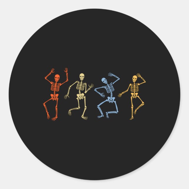 Dancing Skeletons Halloween Dancing Skeleton Dance Classic Round Sticker (Front)