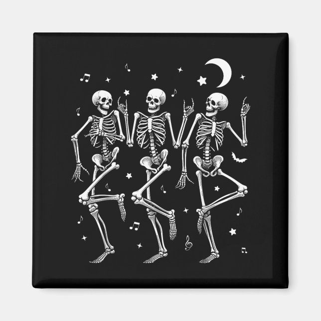 Dancing Skeletons Halloween Funny Skeleton Dance Magnet (Front)