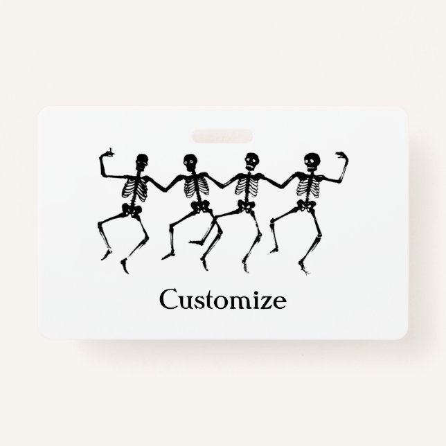 Dancing Skeletons Halloween ID Badge (Front)