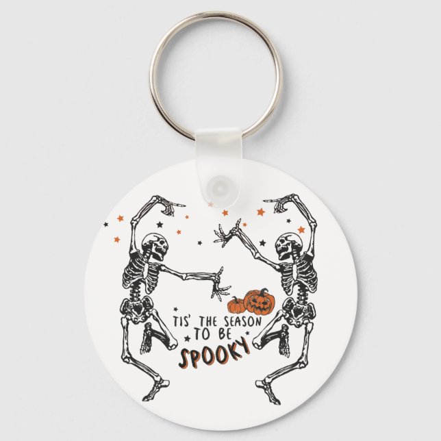 Dancing Skeletons Halloween  Key Ring (Front)