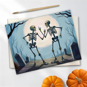 Dancing Skeletons Halloween Painting Holiday Card