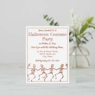 Dancing Skeletons Halloween Party Foil Invitation