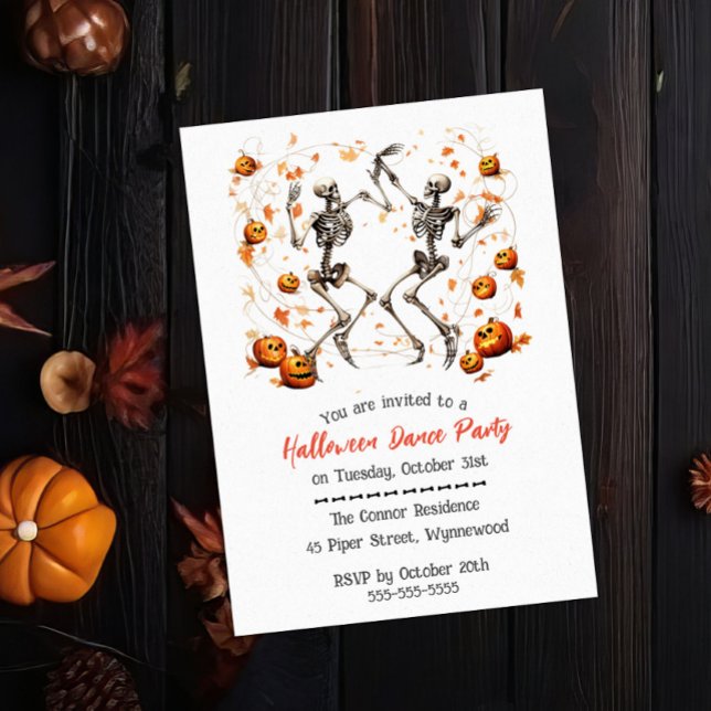 Dancing Skeletons Halloween Party Invitation  (Creator Uploaded)