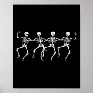 Dancing Skeletons Halloween Party Skeleton Funny  Poster